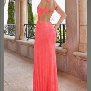 Scala Orange Bodycon Dress with Spaghetti Straps for Cocktail